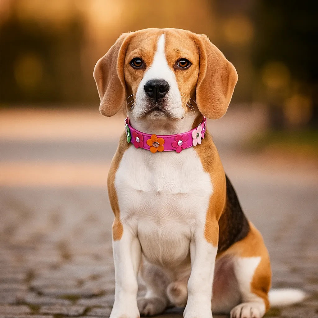 Hundehalsband verstellbar | Robust &amp; weich mit Blumenmuster
