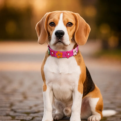 Hundehalsband verstellbar | Robust &amp; weich mit Blumenmuster