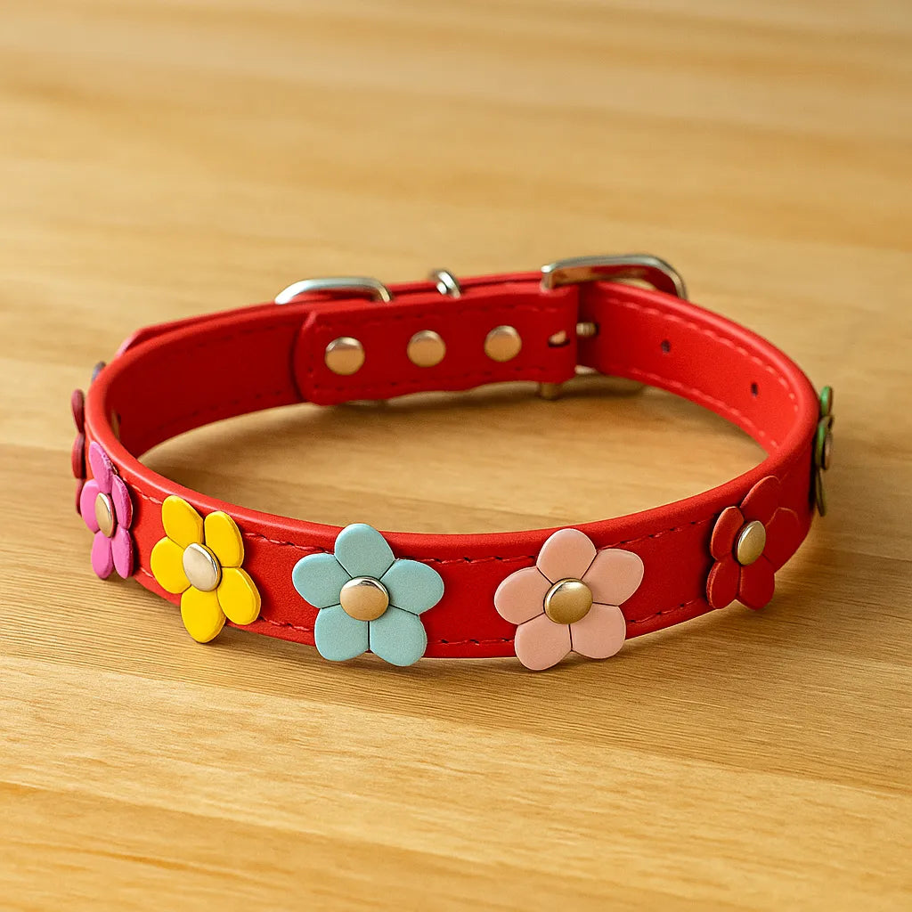 Hundehalsband verstellbar | Robust &amp; weich mit Blumenmuster