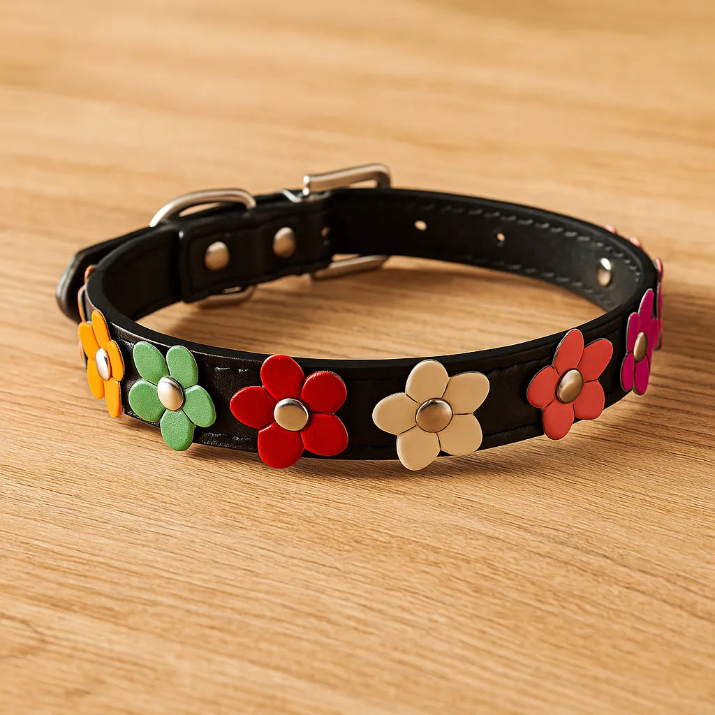 Hundehalsband verstellbar | Robust &amp; weich mit Blumenmuster