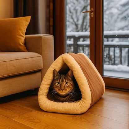 Katzenbett &amp; Tunnelmatte 2-in-1 – Wärmende Höhle für Komfort &amp; Geborgenheit