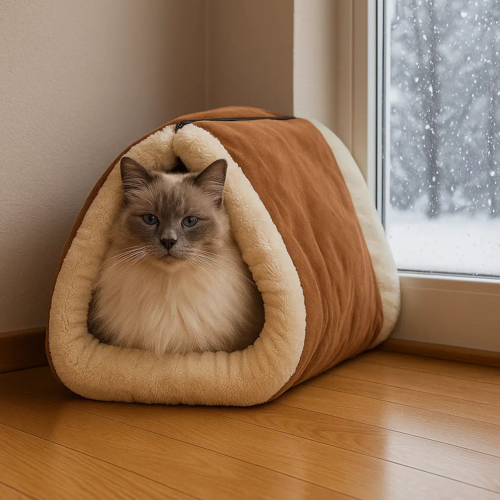Katzenbett &amp; Tunnelmatte 2-in-1 – Wärmende Höhle für Komfort &amp; Geborgenheit