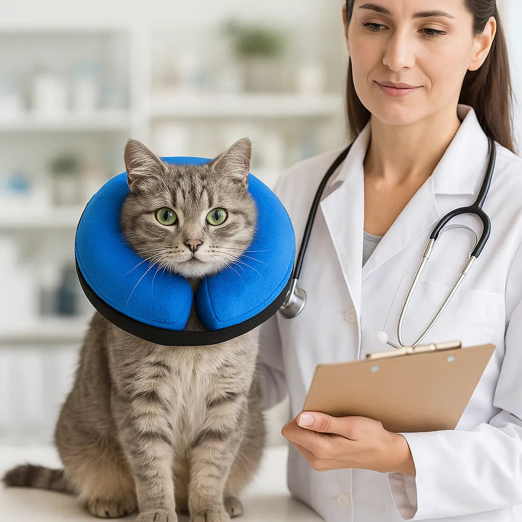 Aufblasbarer Schutzkragen für Katzen | Weich &amp; verstellbar
