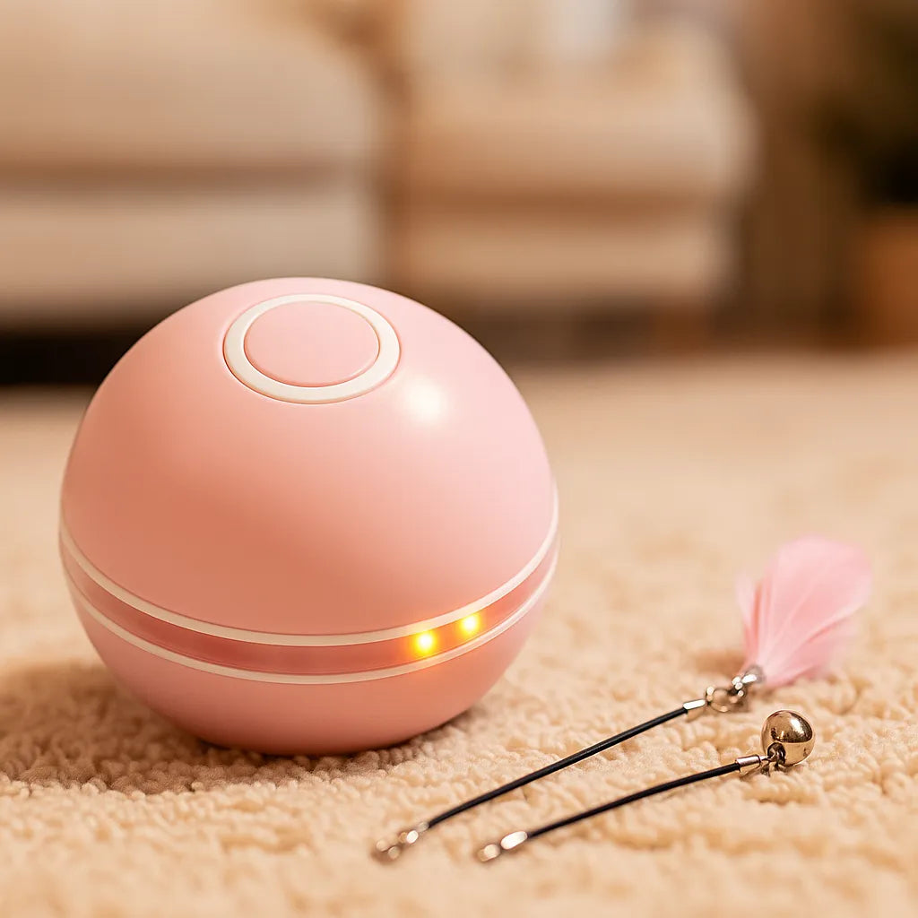 Katzenspielzeug LED Ball automatisch | Selbstrollend &amp; aufladbar