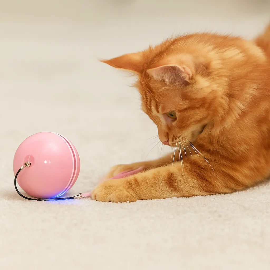 Katzenspielzeug LED Ball automatisch | Selbstrollend &amp; aufladbar