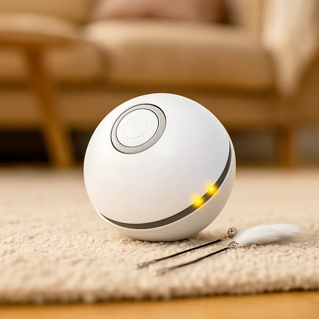 Katzenspielzeug LED Ball automatisch | Selbstrollend &amp; aufladbar