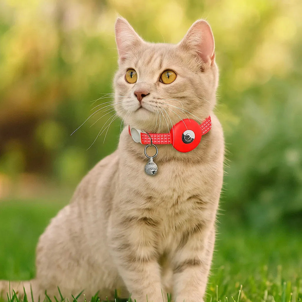 Katzenhalsband reflektierend | Mit AirTag-Halterung &amp; Glöckchen