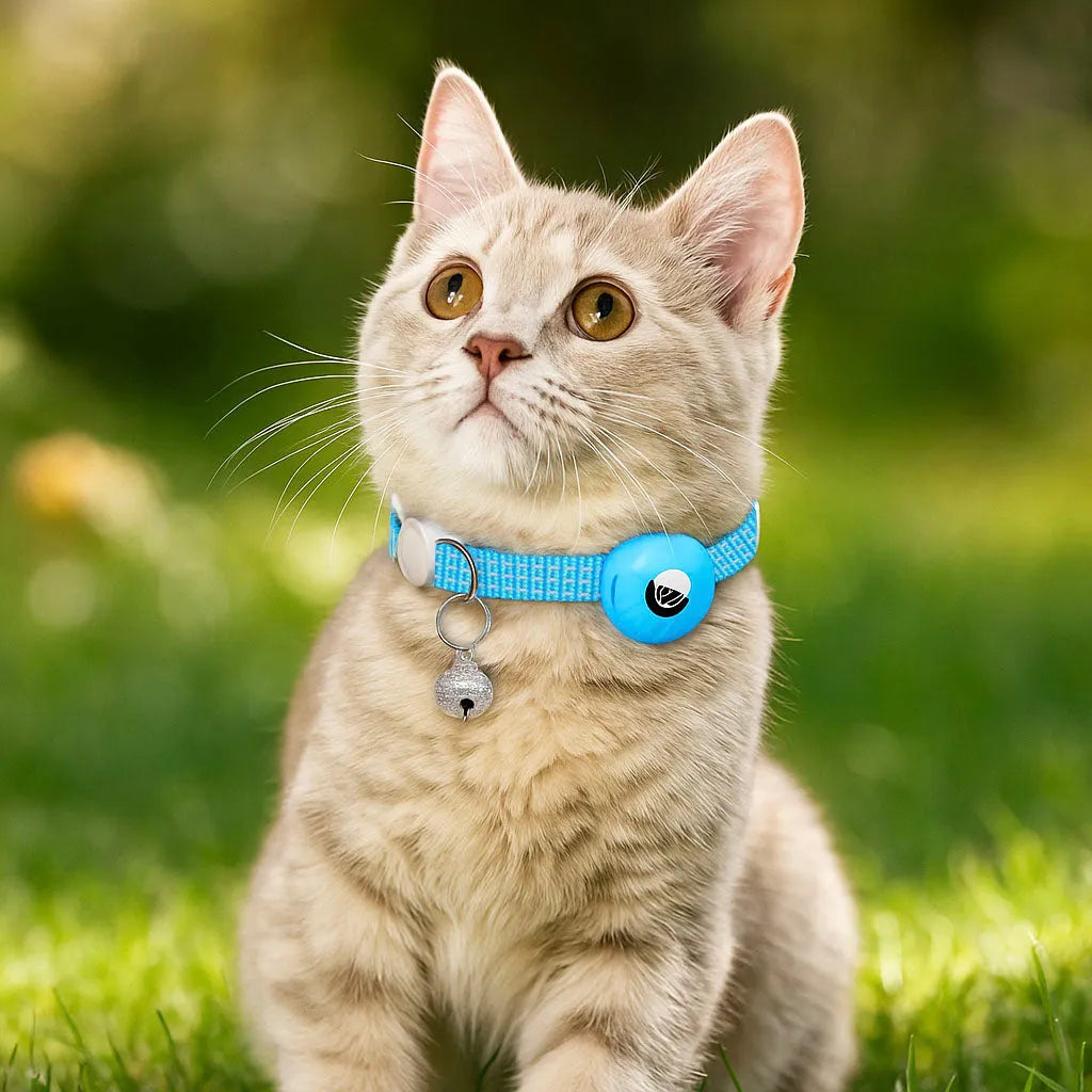 Katzenhalsband reflektierend | Mit AirTag-Halterung &amp; Glöckchen
