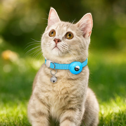 Katzenhalsband reflektierend | Mit AirTag-Halterung &amp; Glöckchen