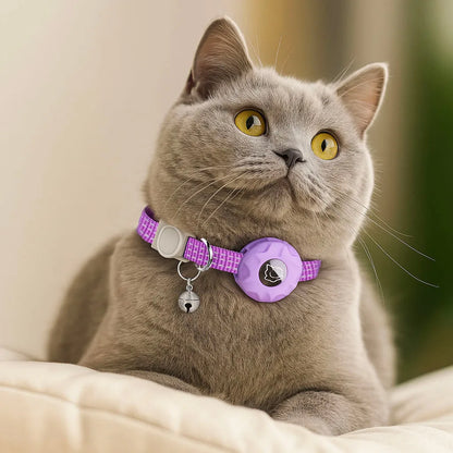 Katzenhalsband reflektierend | Mit AirTag-Halterung &amp; Glöckchen