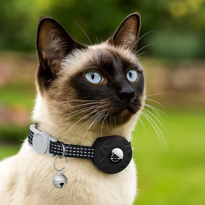 Katzenhalsband reflektierend | Mit AirTag-Halterung &amp; Glöckchen
