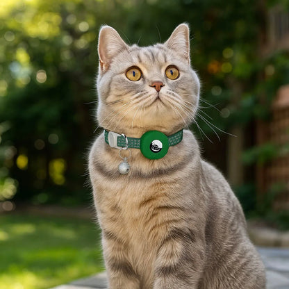 Katzenhalsband reflektierend | Mit AirTag-Halterung &amp; Glöckchen