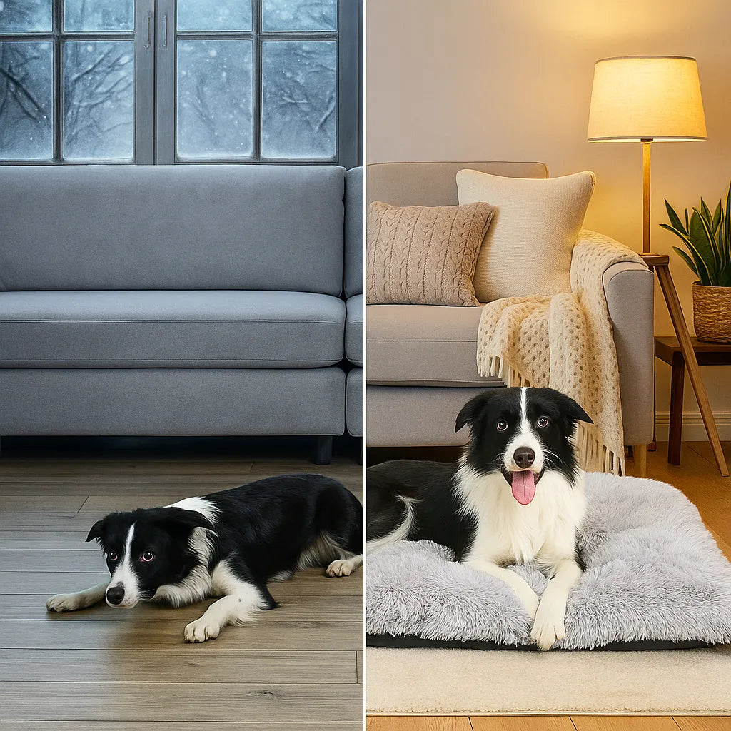 Hundebett Plüsch waschbar | Rutschfestes &amp; faltbares Kuschelbett für Winter &amp; Alltag