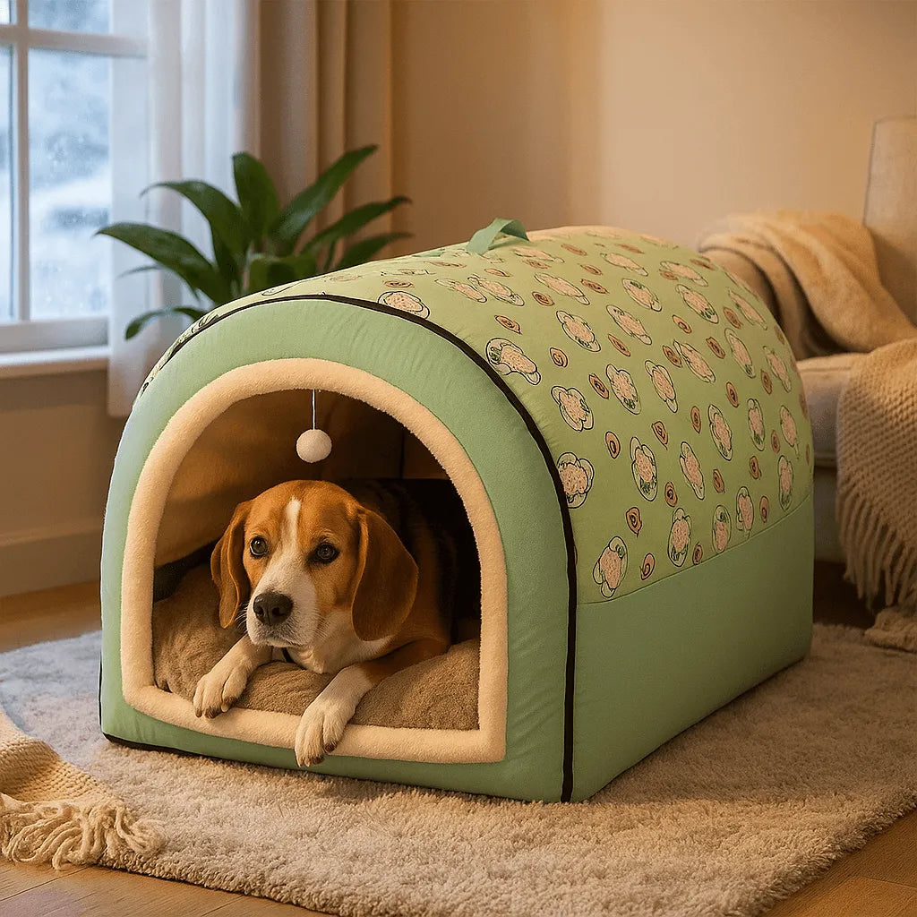 Premium Hundebett Winter | Warmes Zelt-Design für mittelgroße &amp; große Hunde
