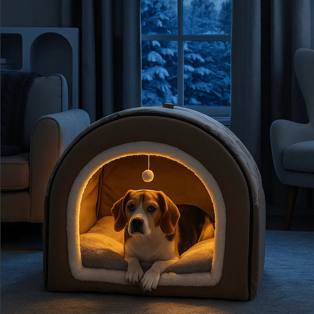 Premium Hundebett Winter | Warmes Zelt-Design für mittelgroße &amp; große Hunde