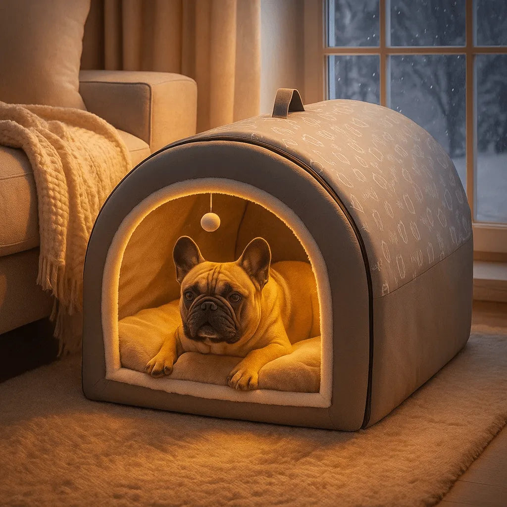 Premium Hundebett Winter | Warmes Zelt-Design für mittelgroße &amp; große Hunde