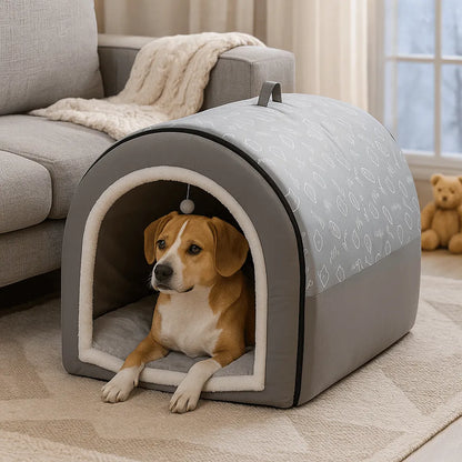 Premium Hundebett Winter | Warmes Zelt-Design für mittelgroße &amp; große Hunde