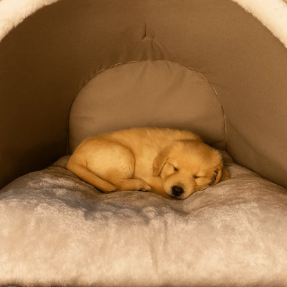 Premium Hundebett Winter | Warmes Zelt-Design für mittelgroße &amp; große Hunde