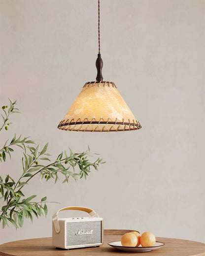 Holz &amp; Stoff Hängeleuchte