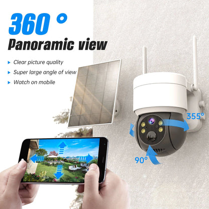 Solarbetriebene TQ2 1080P PTZ WiFi Außen-IP-Kamera mit Nachtsicht &amp; CCTV-Überwachung