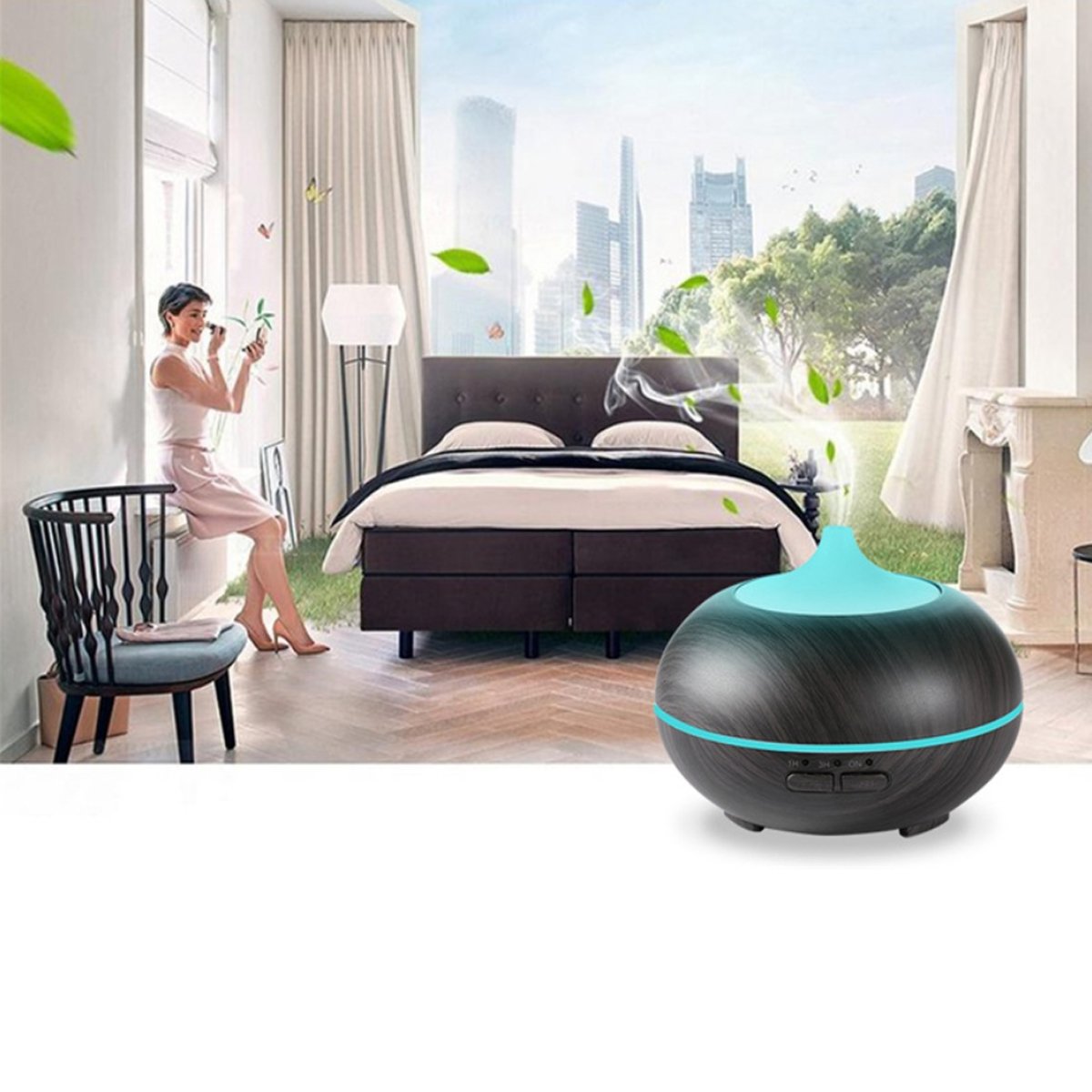 Luftbefeuchter mit Aromatherapie, LED-Licht und Ultraschall-Technologie