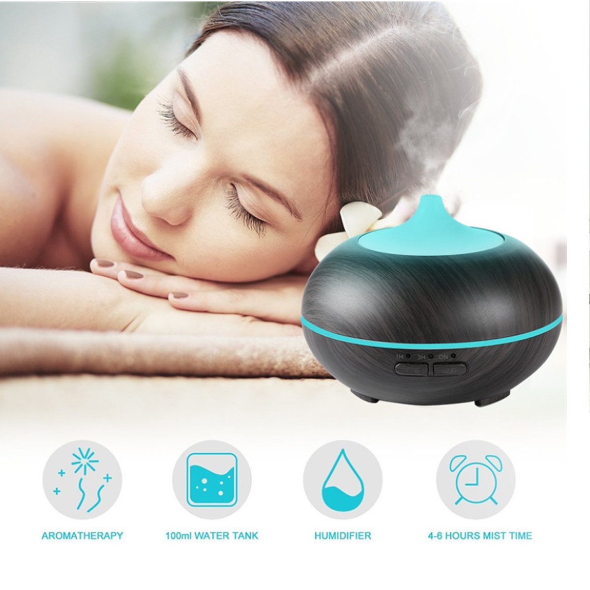 Luftbefeuchter mit Aromatherapie, LED-Licht und Ultraschall-Technologie