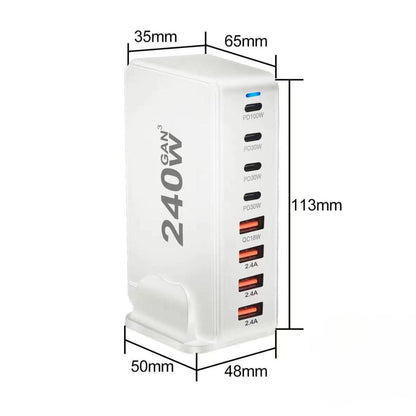 240W GaN 8-Port USB-C Ladegerät