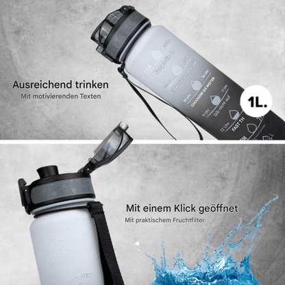 Zelara Trinkflasche mit Zeitmarkierung &amp; Strohhalm