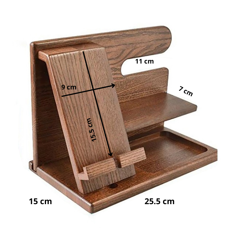 Zelara™ Telefon-Dockingstation aus Holz | Perfekter Organizer für Ihre Gadgets