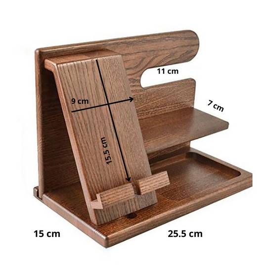 Zelara - Hölzernes Telefon Ladestation Lagerregal Schreibtisch Organisator