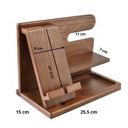 Zelara - Hölzernes Telefon Ladestation Lagerregal Schreibtisch Organisator