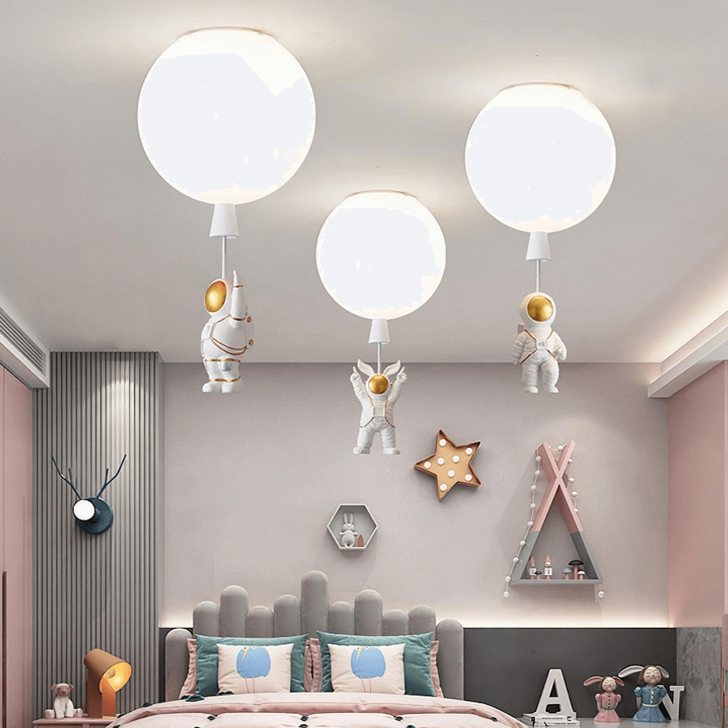 Moderne LED-Deckenleuchte &quot;Mond &amp; Astronauten&quot;