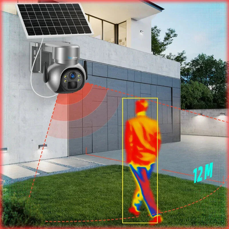 Topodome 4G Solar PTZ Außen Sicherheitskamera, 3MP/4MP, WiFi, Sprachsprechstelle, PIR-Erkennung, Flutlicht, Niedrigenergie mit Batterie &amp; TF-Karte