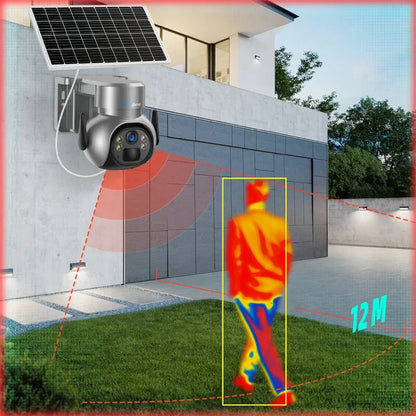 Topodome 4G Solar PTZ Außen Sicherheitskamera, 3MP/4MP, WiFi, Sprachsprechstelle, PIR-Erkennung, Flutlicht, Niedrigenergie mit Batterie &amp; TF-Karte