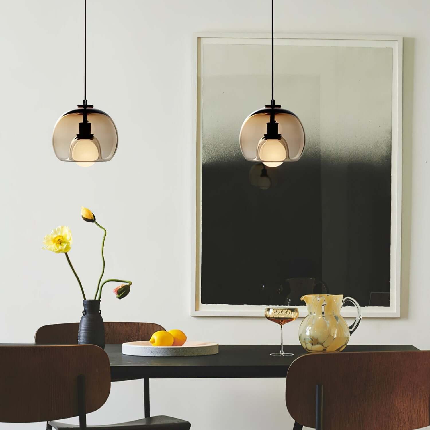 Moderne Pendelleuchte - Metall &amp; Glas