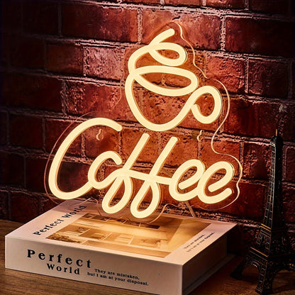 LED-Neon-Kaffee-Schriftzug - Wanddeko für Kaffeeliebhaber