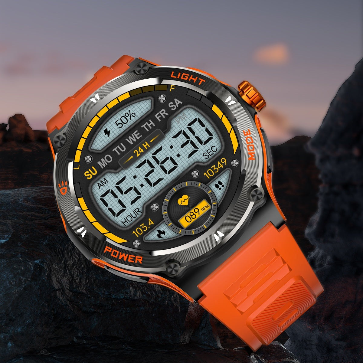 Zelara Smartwatch mit Taschenlampe Herzfrequenz Blutdruck Kompass 100+ Sportmodi