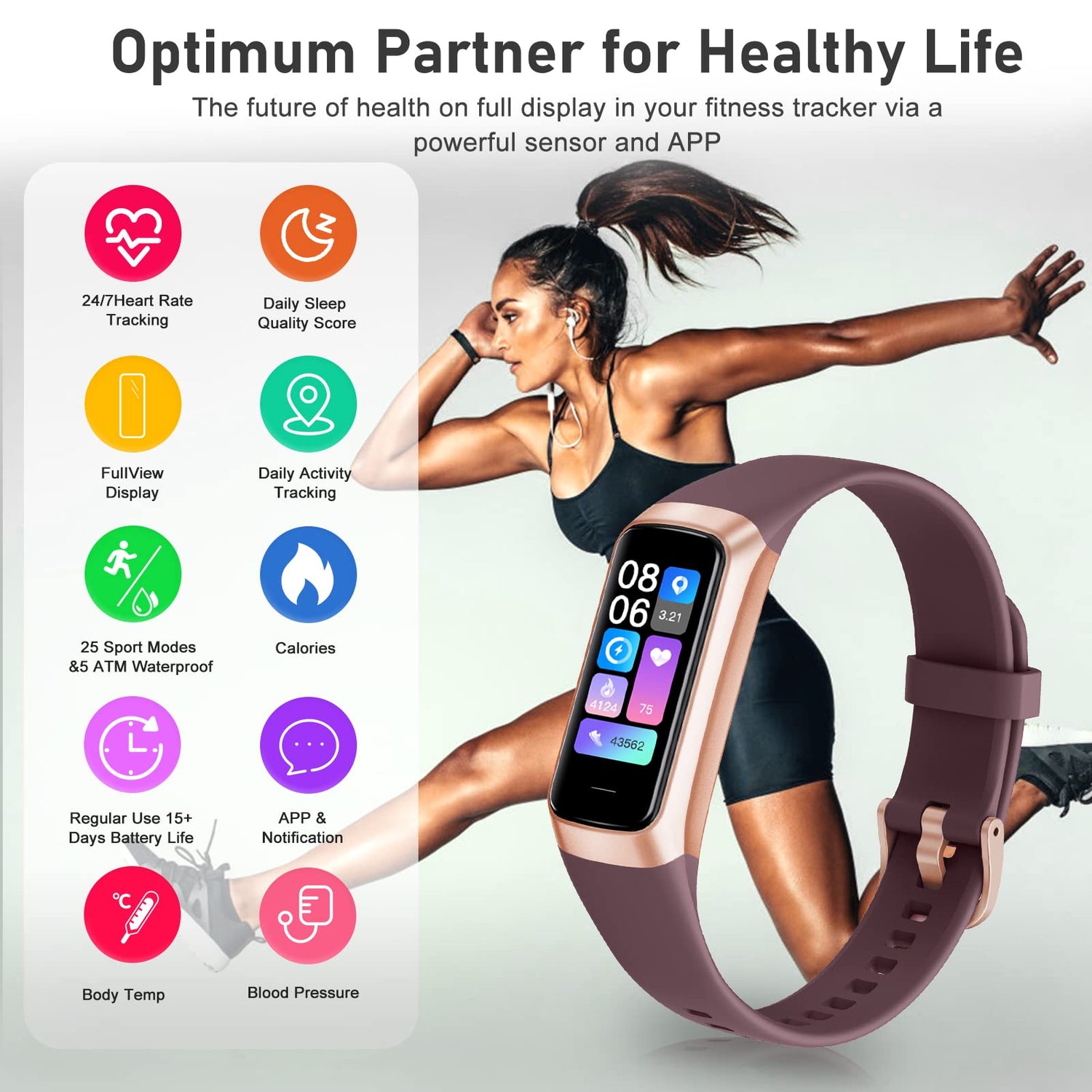 Fitness-Tracker mit 24/7 Herzfrequenzfunktion