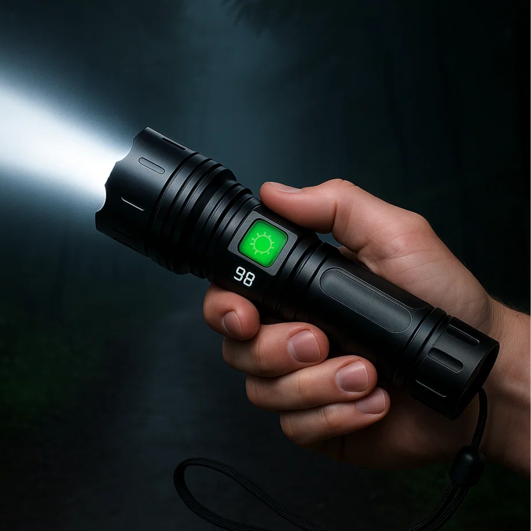 100.000 Lumen Wiederaufladbare LED Taschenlampe | Wasserdicht, Stoßfest &amp; Ideal zum Wandern, für Notfälle &amp; Stromausfälle