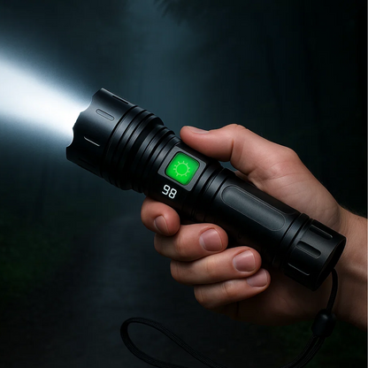 100.000 Lumen Wiederaufladbare LED Taschenlampe | Wasserdicht, Stoßfest &amp; Ideal zum Wandern, für Notfälle &amp; Stromausfälle