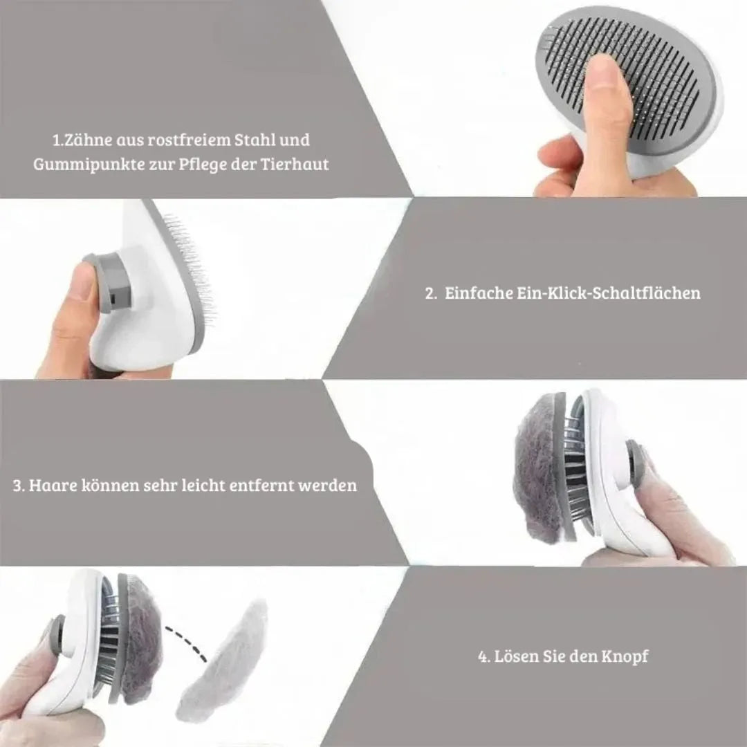 Haustierbürste mit Selbstreinigungsfunktion – Sanfte Fellpflege für Hunde &amp; Katzen