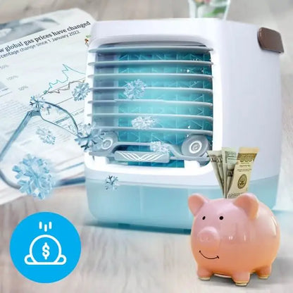 Tragbare Mini-Klimaanlage mit Wassertank – 4 Windstufen, Luftbefeuchter &amp; LED für Zuhause, Büro &amp; Garage