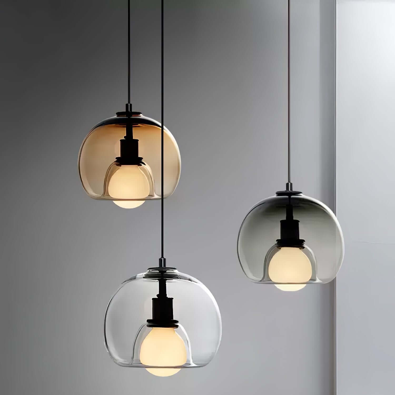 Moderne Pendelleuchte - Metall &amp; Glas