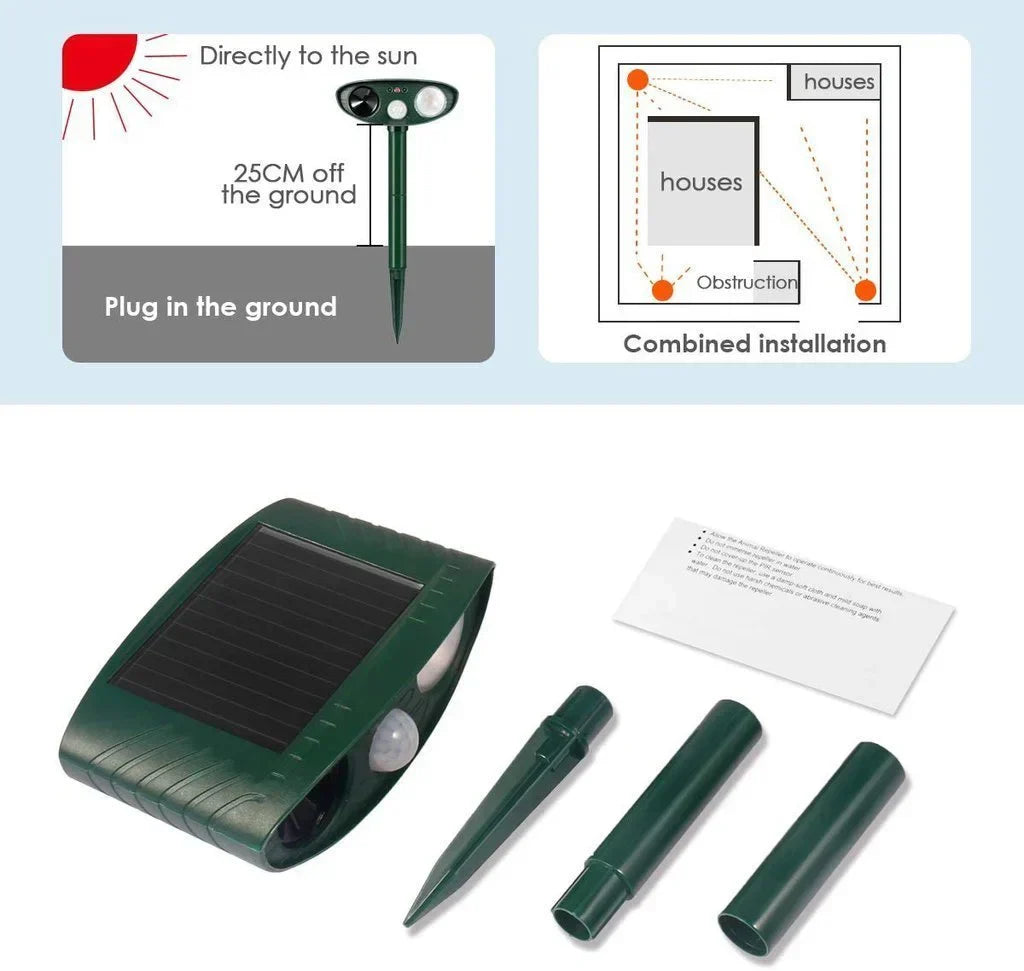 Solarbetriebener Ultraschall-Rehvertreiber - Effektiver Rehabschreckmittel für Gärten &amp; Höfe in 48 Stunden