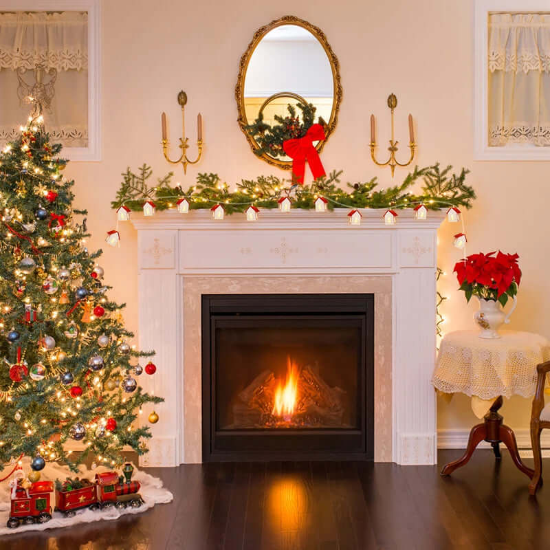 LED-Holzhaus Weihnachtsdeko mit warmweißem Licht