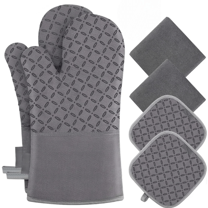 Hitzebeständiges 6er Set - Ofenhandschuhe &amp; Topflappen