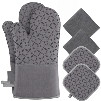 Hitzebeständiges 6er Set - Ofenhandschuhe &amp; Topflappen