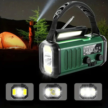 Solar-Notfunkradio mit Powerbank – Handkurbel &amp; LED-Taschenlampe für Camping und Outdoor-Nutzung