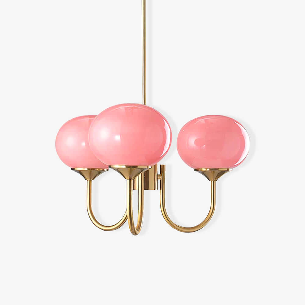 Moderner Kronleuchter mit Rosa Glasschirmen