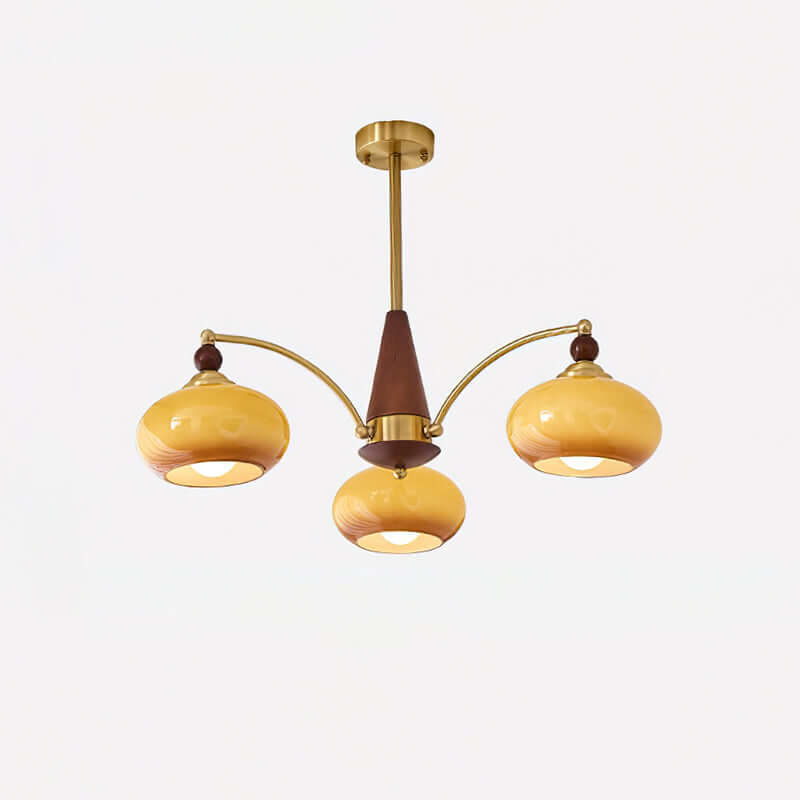 Retro Kronleuchter Holz &amp; Messing